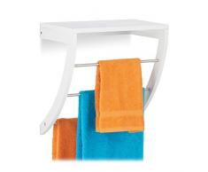 Relaxdays Wandhandtuchhalter Bad, 3 Handtuchstangen aus Edelstahl, Wandmontage, mit Ablage, HxBxT: 40 x 38 x 25 cm, weiß, 1 Stück