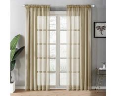 YOKISTG Vorhänge aus Leinen, für Schlafzimmer, Wohnzimmer, Fenster, 2 Paneele 54 x 96 Khaki