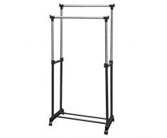 Doppelreihiger Kleiderständer, Zweireihig, Schwerlast, Einstellbar, Silber von Home Vida