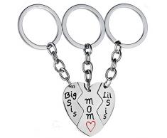 Nzztont 3 Mutter Töchter Beleuchtet Sis Big Sis Passende Love Herz Anhänger Schlüsselanhänger Set Geschenk für Mama Töchter Schwestern