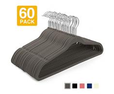 HOUSE DAY Kleiderbügel aus Samt, für den Haustag, 60 Stück, rutschfest, Samt, platzsparend Taupe