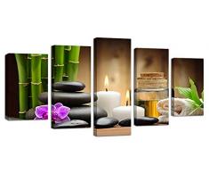 ardemy Leinwand Art Malerei Natur Gelb Forest Leaves Wasserfall Rustikal Querformat 5 Stück/Set, HD Große Größen Rustikal Bild Prints Galerie verpackt für Wohnzimmer Schlafzimmer Home und Büro Wand Decor Chinesisch 12x20inx2pcs+12x26inx2pcs+12x32in