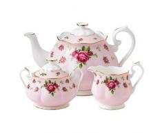 Royal Albert NCRPNK25823 Modern Vintage Teekanne, Zuckerdose, Milchkännchen, 3-teiliges Set, NCR Pink, Bone China, Knochenporzellan, Rosenrot, 41.7, 3