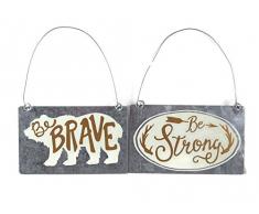 Collins Werden Brave Bär und Be Strong Antler Blechschild Deko-Hänger Ornament Set