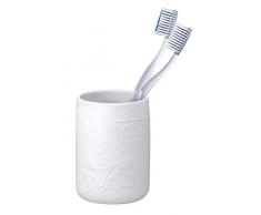 Wenko 23260100 Garden Zahnputzbecher-/ Zahnbürstenhalter, für Zahnbürste und Zahnpasta, Keramik, 7,5 x 10,5 x 7,5 cm, Weiß