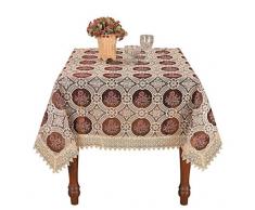 Burgund Spitze bestickt Tischdecken quadratisch, beige (burgundy gauze), square 54-inch