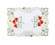 Simhomsen Elegante Erdbeere Tischläufer für Frühling und Sommer Bestickt Erdbeeren Dekorationen Kommode Schal 13 × 19 Inch Set of 6 weiß