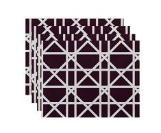 E by design PT4GN367PU11 Platzset mit Spalier und geometrischem Druck, 45,7 x 35,6 cm, Violett