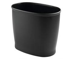 mDesign Ovaler Mülleimer Bad, schwarz - Material: beständiger Kunststoff - hochwertiger Abfalleimer Küche - Design Papierkorb auch für das Zimmer und das Büro
