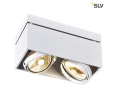 SLV LED Deckenlampe KARDAMOD für eine effektvolle Innenbeleuchtung | Dreh- und schwenkbare LED Deckenleuchte, Decken-Strahler, Spot Innenleuchte | Zweiflammig, Eckig, Weiß, GU10, max. 75W, E -A++