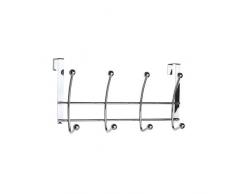 Croydex Hakenleiste zur Aufhängen über die Tür, Stahl verchromt, rostfrei, Haken mit Kugelenden, silberfarben