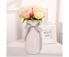 U-yaya Künstliche Pfingstrose 5 x Seide Blumen Sträuße Zimmer Home Office Hochzeit Party Blumen Dekoration Champagnerfarben