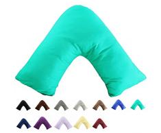 taoson 100% Baumwolle Fadenzahl 300 weiß Chevron Zig Zag voller Länge Reißverschluss Körper Kissen Fall nur Cover kein Einsatz 53,3 x 137,2 cm, baumwolle, V-Teal, V Shaped Pillowcase