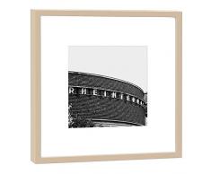 COGNOSCO RH-27-B100 Fotografie im Holzrahmen: Rheinterassen Fotodruck-Format 27 x 27 cm-Rahmenfarbe beige-Hochwertiges Wandbild, Geschenkidee oder Souvenir aus Düsseldorf, Holz, Schwarz-Weiß, Rahmen