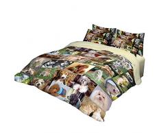 RuiHome 3 Bettbezug Set 205 Fadenzahl Weiches Polyester Home Kinder Bettwäsche Kollektion – Wohnheim Twin Size, Polyester, Dog Family, Queen