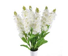 MHMJON 6 Stück 83,8 cm Glatte Matthiola-Incana-Zweige künstliche künstliche Blumen Arrangenment Indoor Outdoor Küche Büro DIY Hotel Tischdekoration Dekoration weiß