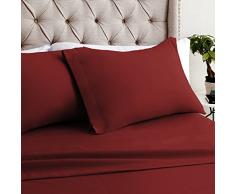 Luxor Bettwäsche Hotelqualität Mirabelle Bambus Komfort 4er Set Tabelle – luxuriösen, umweltfreundlich, knitterfrei – 12 Farben & 3 Größen Erhältlich, Wein, Queen