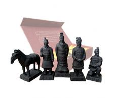 Kunstharz Terrakotta-Krieger, Antik-Reproduktion China, QIN Dynasty Krieger Terrakotta Skulptur Home Display Tisch Bonsai Display Multi Präsentation in Geschenk-Box Art Deco Set of 5-3.5 Tall