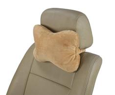 ObboMed MN-5210 Mikrobeads Kopfstützenkissen für Auto, Bus, Zug, Flugzeug oder im Bett, Nacken- und Kopfstützenkissen, Velours- und Mikroperlen, 30,5 cm, 19 cm, Hellbraun, 1 Stück