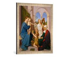 Gerahmtes Bild von Peter von Cornelius Heilige Familie, Kunstdruck im hochwertigen handgefertigten Bilder-Rahmen, 50x70 cm, Silber Raya