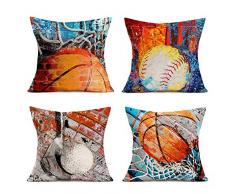 Hopyeer Vintage Beer Kissenbezug Baumwolle Leinen Kissenbezug Kissenbezug Cheer Zitat Muster quadratisch Kissenbezug Set 4 Bar Home Sofa Dekoration 45,7 x 45,7 cm Pa-Sport