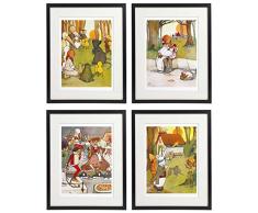 IDIOPIX Alice im Wunderland Kinderzimmer Kids Wall Art Prints Set von 4 ungerahmt Set No.4