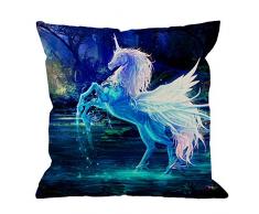 Einhorn Kissen Fall von hgod Designs Funkelnde Kristall Einhorn fliegendes Pferd Baumwolle Leinen Quadratisch Kissenbezug Kissenbezüge für Männer Frauen Kinder Home Dekorative Sofa Sessel Schlafzimmer Wohnzimmer 45,7 x 45,7 cm