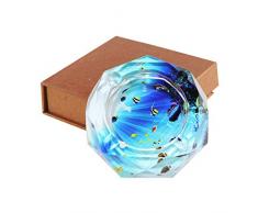 Apol Schönes Octagon Kristall Glas Aschenbecher 9,9 cm Zigarre Zigarette Esche Inhaber Fall für Home Office Tabletop Dekoration Dad Geschenk Ocean World