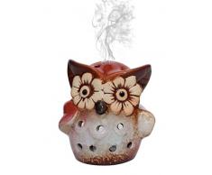 Layssa Räucherstäbchenhalter Eule Rückfluss Räucherkegel Halter Home Decor Räucherstäbchen mit Geeignet für: Stäbchen, Kegel, Räucherstäbchen 3.66 x 2.64 x 3.82inch (L x W x H) rot
