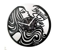 Instant Karma Clocks Instant Karma Wanduhr aus Vinyl mit doppeltem Parete-Argento-Idea Geschenk Vintage Handmade Friseur Barber Shop Beauty Salon, Leise