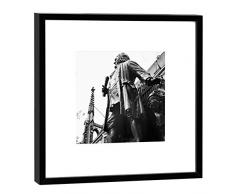 COGNOSCO Fotografie im Holzrahmen: Bach-Denkmal vor Thomaskirche Fotodruck-Format 27 x 27 cm-Rahmenfarbe Hochwertiges Wandbild, Geschenkidee oder Souvenir aus Leipzig, Holz, Schwarz-Weiß, Rahmen