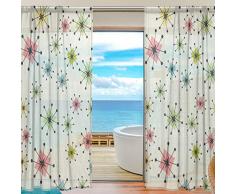 OREZI durchsichtige Vorhänge Vintage Atomic Sterne Schlafzimmer Fenster Vorhänge, Wohnzimmer Schlafzimmer Dekoration, 2 Paneel-Set, 110 x 78 cm 55x78x2(in) Mehrfarbig