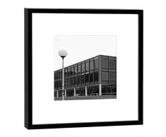 COGNOSCO Fotografie im Holzrahmen: Landtag Stuttgart-Fotodruck-Format 27 x 27 cm-Rahmenfarbe Hochwertiges Wandbild, Geschenkidee oder Souvenir aus aus Baden-Württemberg, Holz, Schwarz-Weiß, Rahmen