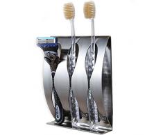 agile-shop langlebigem Edelstahl Zahnbürste Halter/Ständer für Rasierer mit 3 M Klebeband Selbstklebend (kein Bohren) für Badezimmer Zubehör Organizer – Nickel gebürstet, edelstahl, silber, 3 Holes