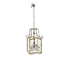 K&K Interiors 13168D Kronleuchter aus Holz und Metall, rustikal, 81,3 cm, cremefarben