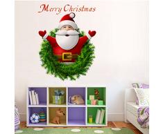 OKOK 2 Pcs Weihnachten Windows Aufkleber, 3D Weihnachtsmann Frohe Weihnachten Dekoration wiederablösbar Wandtattoo Festive Kinder Decor Urlaub Tür Fenster Dekoration