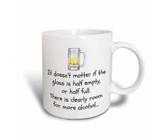 3dRose nicht ob Glas ist halb leer oder voll gibt es Raum für Alkohol Tasse, Keramik, Mehrfarbig, 11,43 x 8,45 x 12,7 cm
