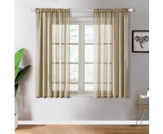 YOKISTG Vorhänge aus Leinen, für Schlafzimmer, Wohnzimmer, Fenster, 2 Paneele 54 x 54 Khaki