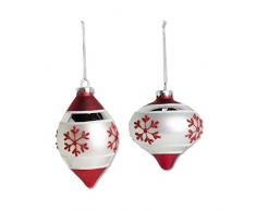 K&K Interiors 54124D Dekofigur Schneeflocke, Glas, Rot/Weiß