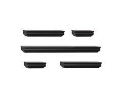 MELANNCO Wandregal, Wandmontage, 5 Stück, Schwarz