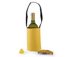 koala – Set Kühltasche Weinkühler, Stöpsel Dosierer auslaufsicher und Korkenzieher 19.00x15.00x4.00 cm gelb