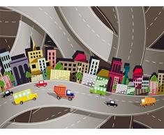 AG Design FTxxl 1461 Autos auf der Straße, Papier Fototapete - 360x255 cm - 4 teile, Papier, multicolor, 0,1 x 360 x 255 cm