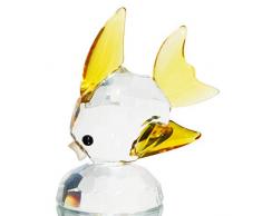 HANUR Kristall-Figur, tropische Fische, klar, schönes Festival-Geschenk, Dekoration gelb