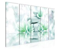 Bilder Blumen Feng Shui Wandbild 150 x 60 cm Vlies - Leinwand Bild XXL Format Wandbilder Wohnzimmer Wohnung Deko Kunstdrucke Weiß 5 Teilig - MADE IN GERMANY - Fertig zum Aufhängen 505856b