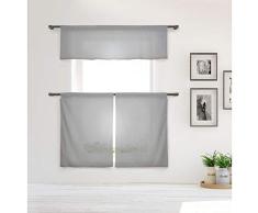 Home Maison Desideria Küchengardine, 134,3 x 38,1 cm, mit Ebenen, 66 x 91,4 cm, Grau Art Deco 53”W x 15”L Valance, 26W” x 36 L Tiers grau