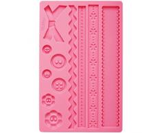 Wilton Fondant und Gum Paste Mold Fabric Silikonform, Silikon, rosa, 12 x 25 x 0,5 cm