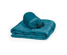 Outdoor Packbare Daunendecke für Camping, Reisen, Wandern, Picknicks, Strandausflüge, warm, leicht, wasserdicht, winddicht (152 x 178 cm), 650 Füllleistung mit Tragetasche 60x70 pfau