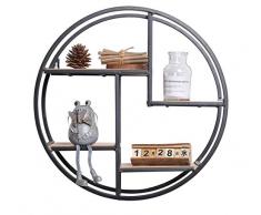 Prime Leader Wandregal, 4 Ebenen, Metall und Holz, für Schlafzimmer, Wohnzimmer, Küche, Büro (Schwarz, 36,8 x 14 x 36,8 cm) 14.8x5.514.8