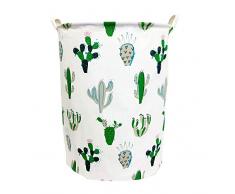 TIBAOLOVER Wäschesammler, groß, wasserdicht, faltbar, 50 cm, Canvas Baumwolle Textil, Green and Gray, 19.7H×15.7D inches
