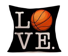 Fukeen Retro Obst Muster Überwurf Kissenbezug Baumwolle Leinen 45,72 x 45,7 cm Körperkissenbezug Home Sofa Decor Kissenbezug 18x18 Black Love Basketball